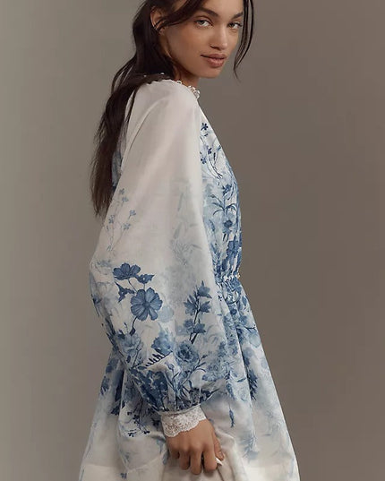 LuneluX? ¨C Vintage Puff Sleeve Stand Collar Dress