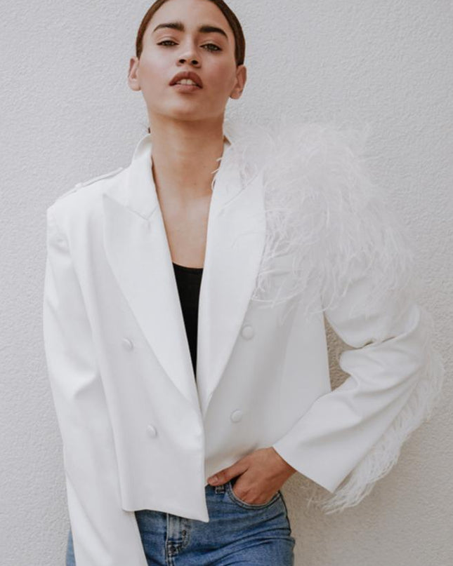 Lydia Ostrich Feather Blazer