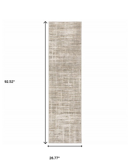2' X 8' Beige Grey Ivory Tan And Brown Abstract Power Loom Stain