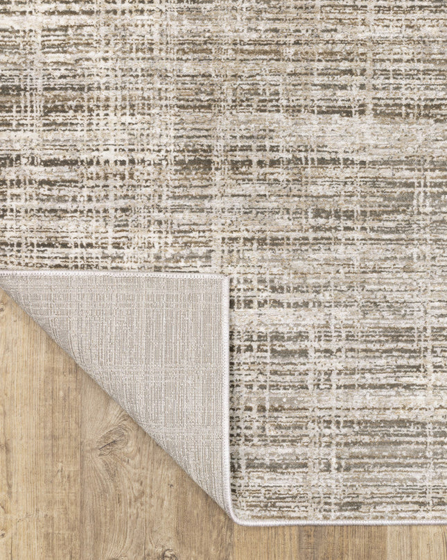 2' X 8' Beige Grey Ivory Tan And Brown Abstract Power Loom Stain