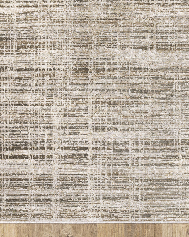 2' X 8' Beige Grey Ivory Tan And Brown Abstract Power Loom Stain