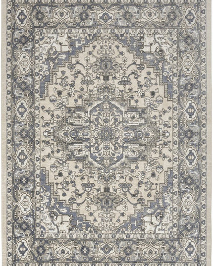 9' X 12' Cream Floral Power Loom Area Rug