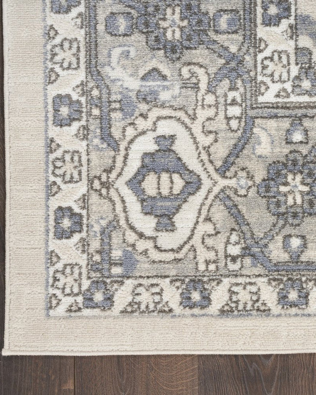 9' X 12' Cream Floral Power Loom Area Rug