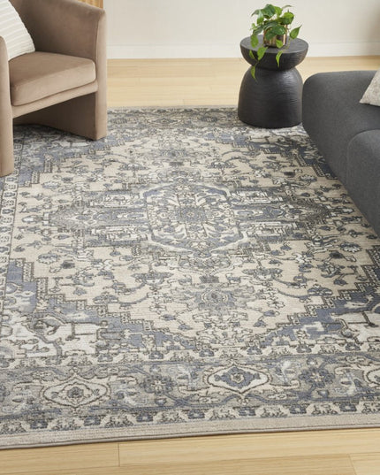 9' X 12' Cream Floral Power Loom Area Rug