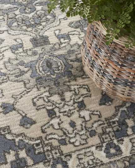 9' X 12' Cream Floral Power Loom Area Rug