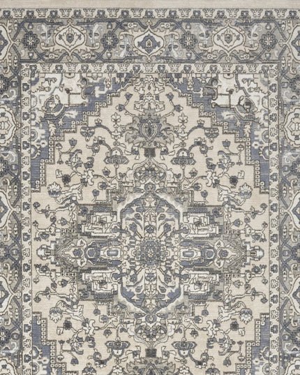 9' X 12' Cream Floral Power Loom Area Rug