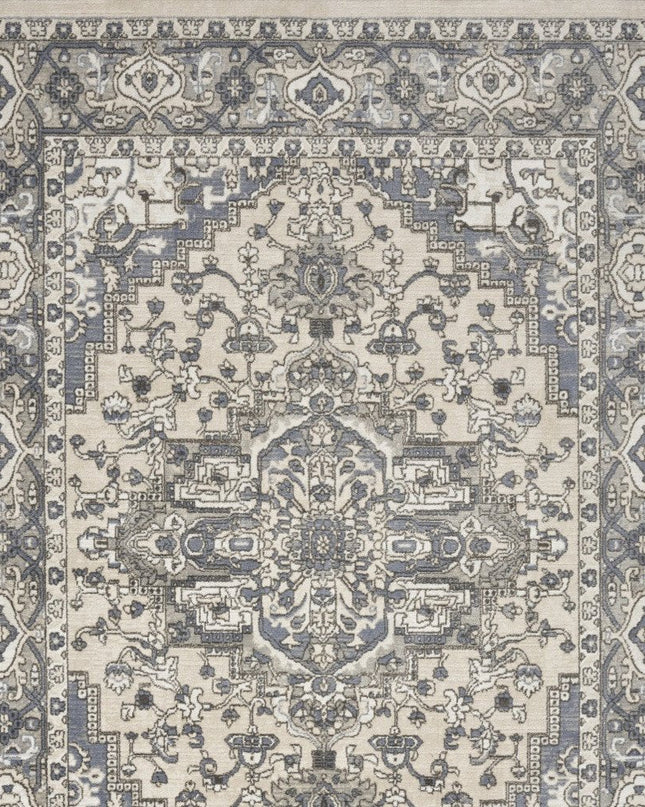 9' X 12' Cream Floral Power Loom Area Rug