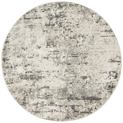 8' Gray Floral Power Loom Round Rug