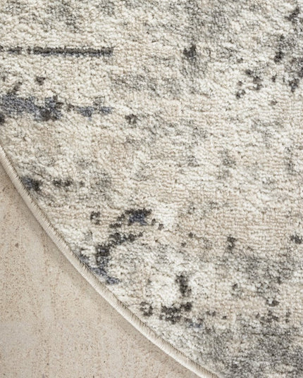 8' Gray Floral Power Loom Round Rug