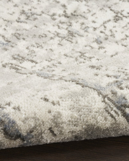 8' Gray Floral Power Loom Round Rug