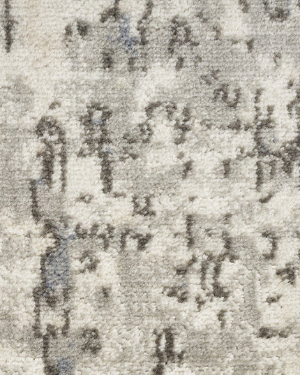 8' Gray Floral Power Loom Round Rug