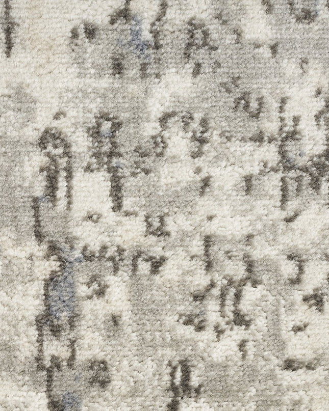 8' Gray Floral Power Loom Round Rug