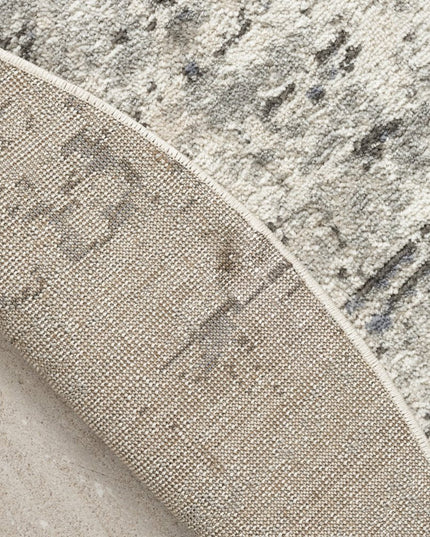 8' Gray Floral Power Loom Round Rug