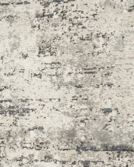 8' Gray Floral Power Loom Round Rug