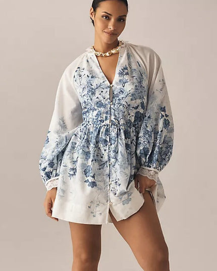 LuneluX? ¨C Vintage Puff Sleeve Stand Collar Dress