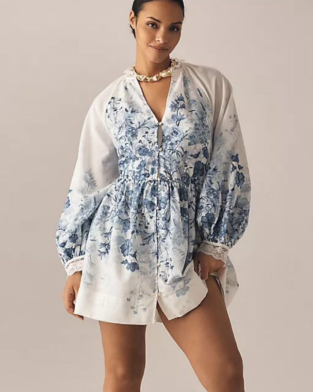 LuneluX? ¨C Vintage Puff Sleeve Stand Collar Dress