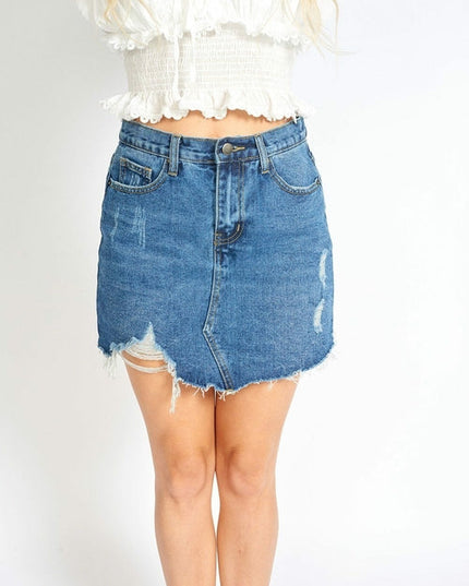 Amalia Ripped Denim Mini Skort