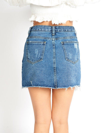 Amalia Ripped Denim Mini Skort