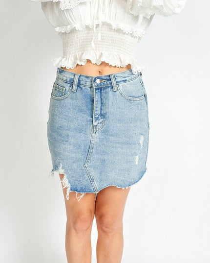 Amalia Ripped Denim Mini Skort
