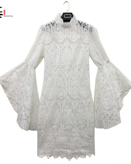 Lace White Dress Women Midi Dress for Women Long Sleeve Bodycon Sexy