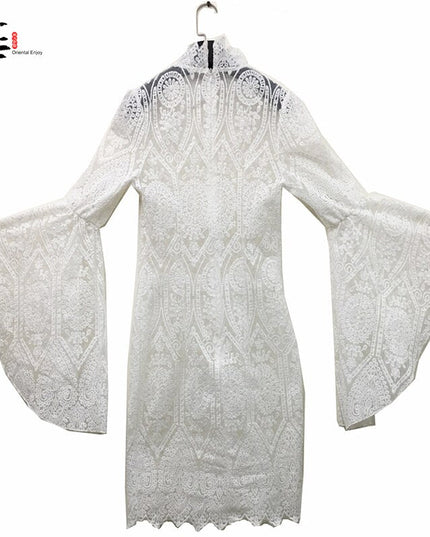 Lace White Dress Women Midi Dress for Women Long Sleeve Bodycon Sexy