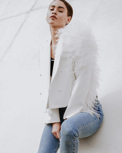 Lydia Ostrich Feather Blazer