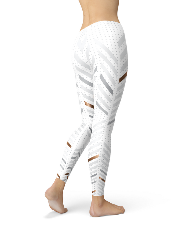 Womens White Stripes Leggings