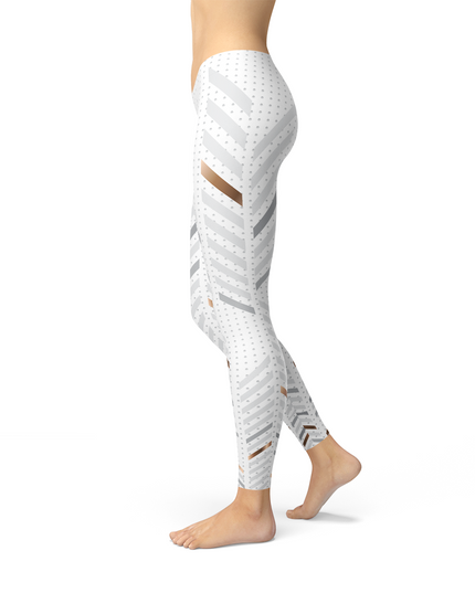 Womens White Stripes Leggings