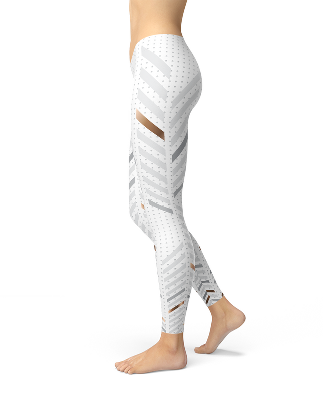 Womens White Stripes Leggings