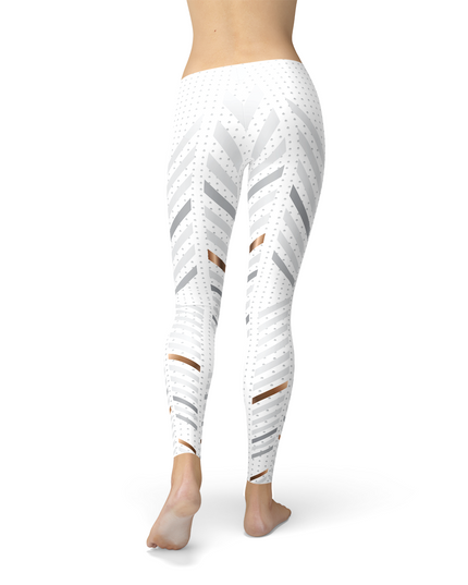 Womens White Stripes Leggings