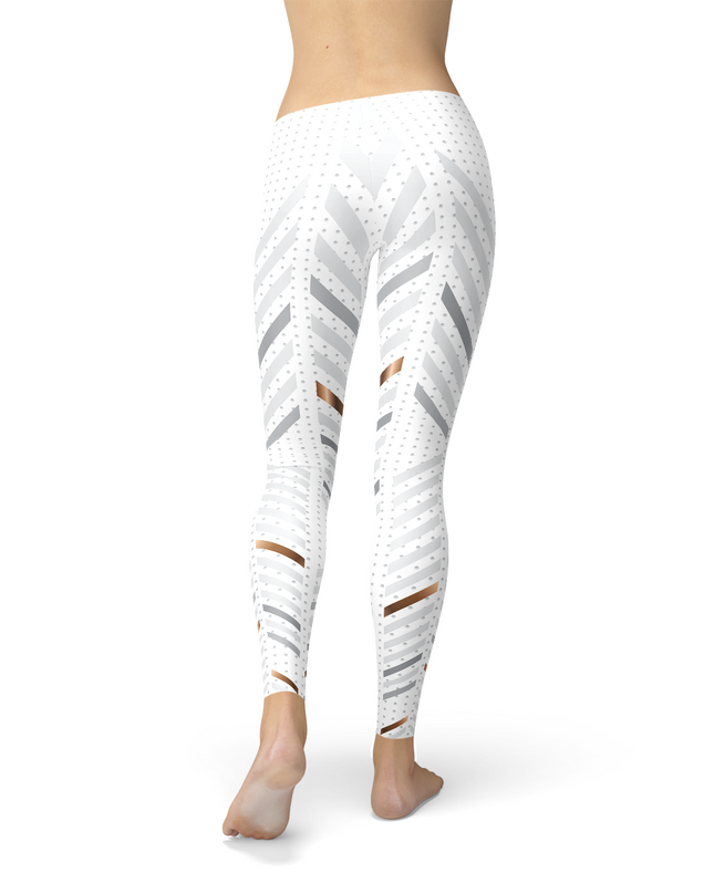 Womens White Stripes Leggings