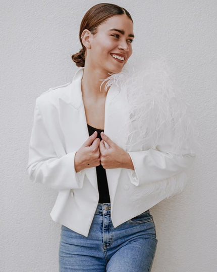 Lydia Ostrich Feather Blazer