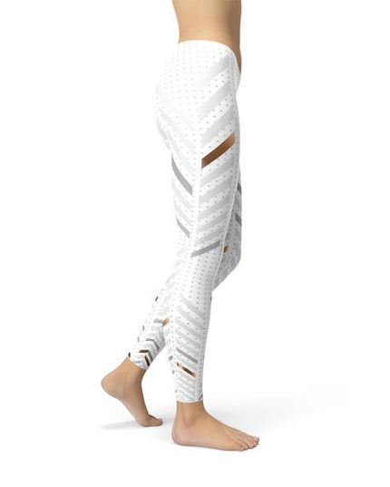 Womens White Stripes Leggings